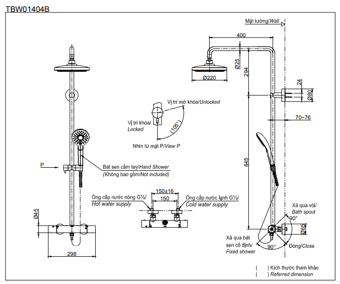 SEN TẮM CÂY NHIỆT ĐỘ TOTO CÓ MASSAGE TBW01404BB - Ảnh 2