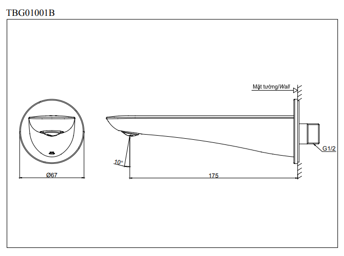 Vòi Xả Bồn TOTO TBG01001B Âm Tường - Ảnh 6
