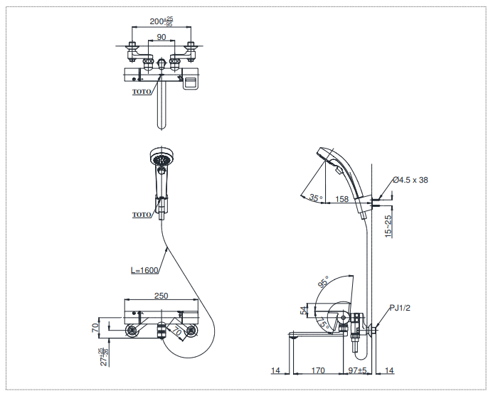 Sen tắm nhiệt độ, xả bồn Nhật Bản kèm bát sen TMGG40EW - Ảnh 4