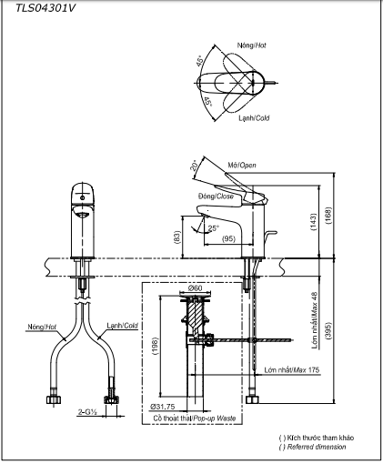 Vòi Lavabo TOTO nóng lạnh dòng LF SERIES TLS04301V - Ảnh 4
