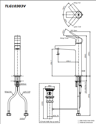 Vòi Lavabo TOTO TLG10303V nóng lạnh cổ cao - Ảnh 2