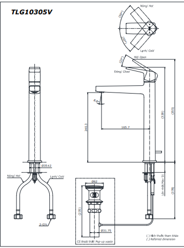 Vòi Lavabo TOTO TLG10305V nóng lạnh cổ cao - Ảnh 4