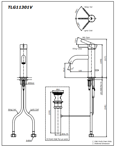 Vòi Lavabo TOTO TLG11301V nóng lạnh - Ảnh 2