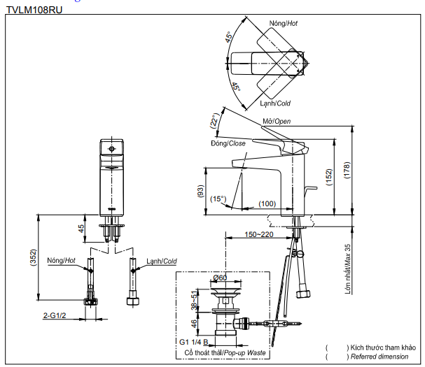 Vòi Lavabo TOTO nóng lạnh dòng RUFICE TVLM108RU - Ảnh 4
