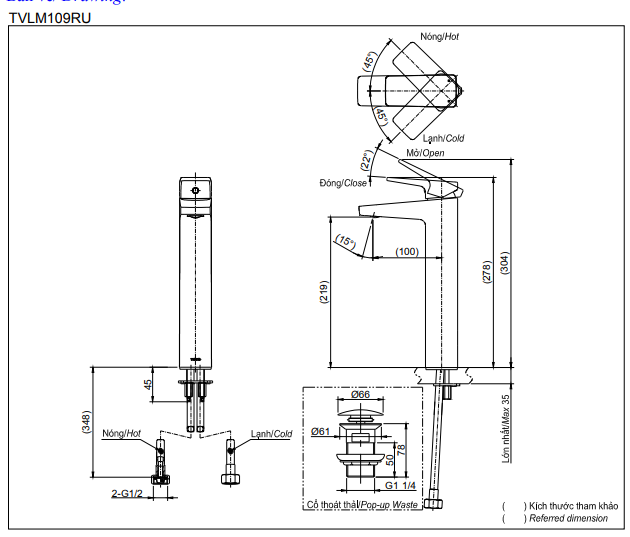Vòi Lavabo cổ cao TOTO TVLM109RU nóng lạnh - Ảnh 4
