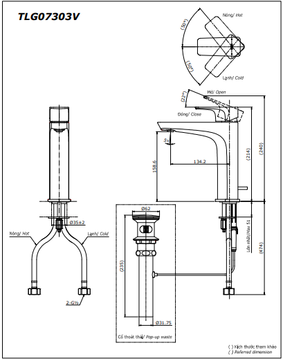 Vòi Lavabo nóng lạnh TOTO TLG07303V - Ảnh 2