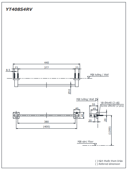 THANH VẮT KHĂN ĐƠN TOTO YT408S4RV - Ảnh 2