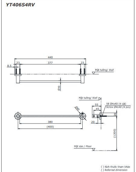 THANH VẮT KHĂN ĐƠN TOTO YT406S4RV - Ảnh 4