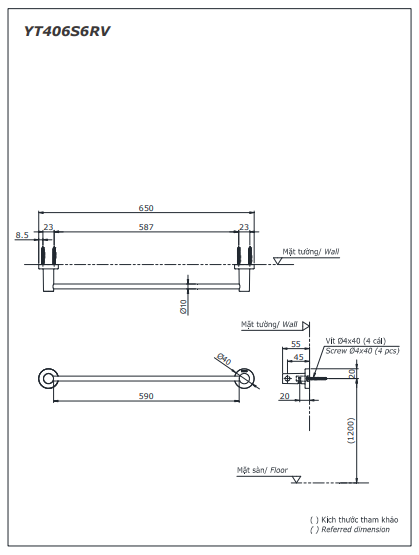 THANH TREO KHĂN ĐƠN TOTO - YT406S6RV - Ảnh 4