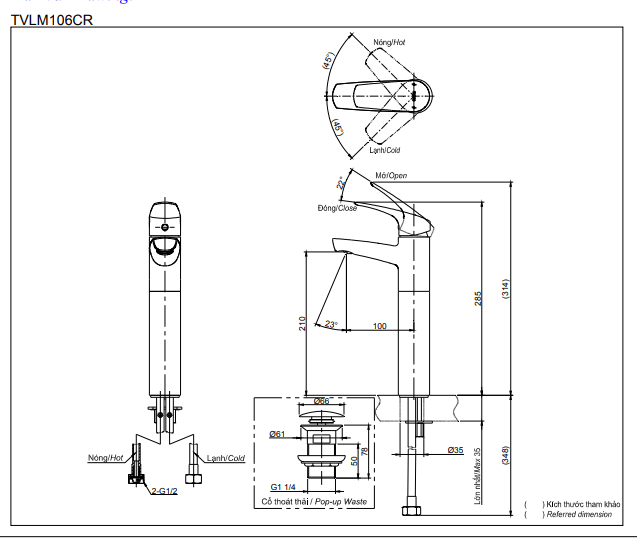 Vòi Lavabo cổ cao TOTO TVLM106CR nóng lạnh - Ảnh 4