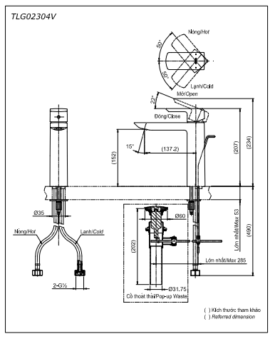 Vòi Lavabo TOTO TLG02304V nóng lạnh cổ cao Vừa - Ảnh 4