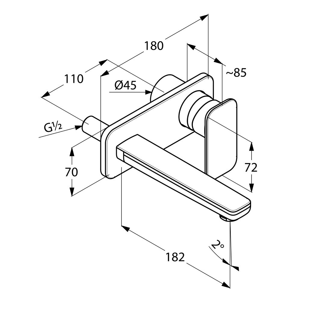 Vòi Lavabo âm tường KLUDI E2 - Ảnh 2