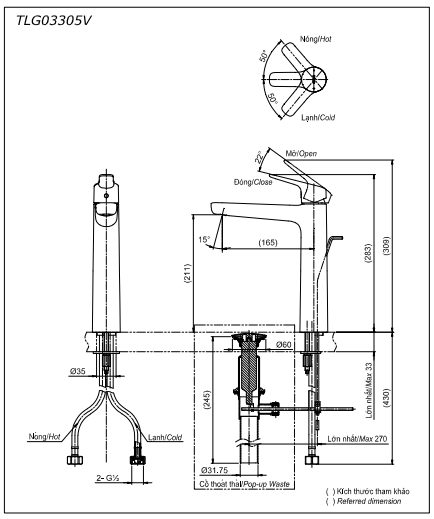 Vòi Lavabo TOTO TLG03305V nóng lạnh cổ cao - Ảnh 2