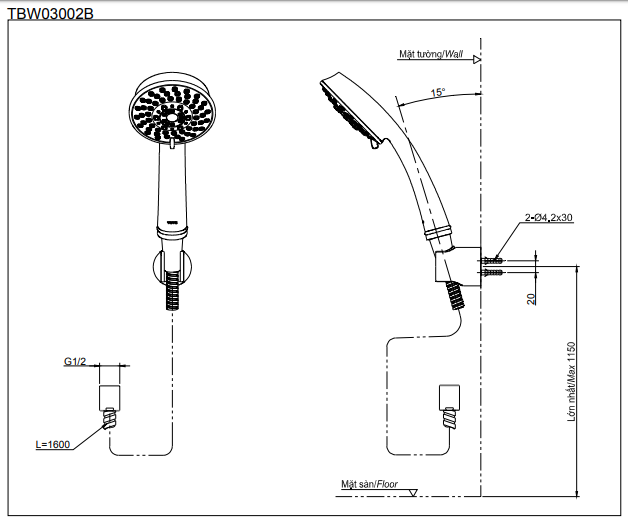 Tay Sen TOTO TBW03002B Massage 5 Chế Độ - Ảnh 4
