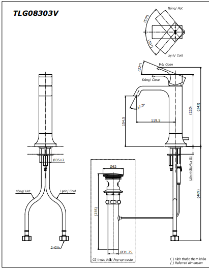 Vòi Lavabo nóng lạnh TOTO TLG08303V - Ảnh 2