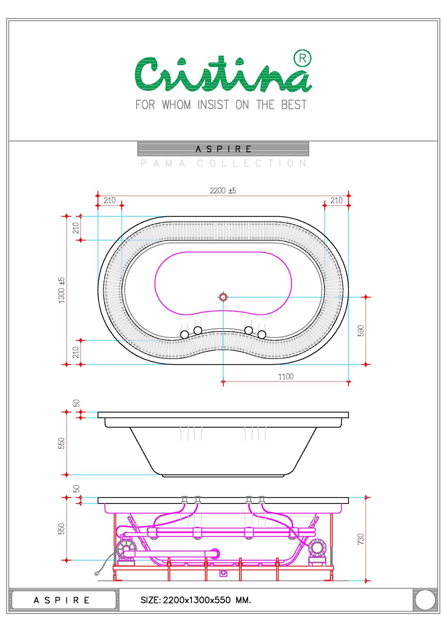 BỒN TẮM ÂM CRISTINA - ASPIRE - CT-AS 220130 - Ảnh 2