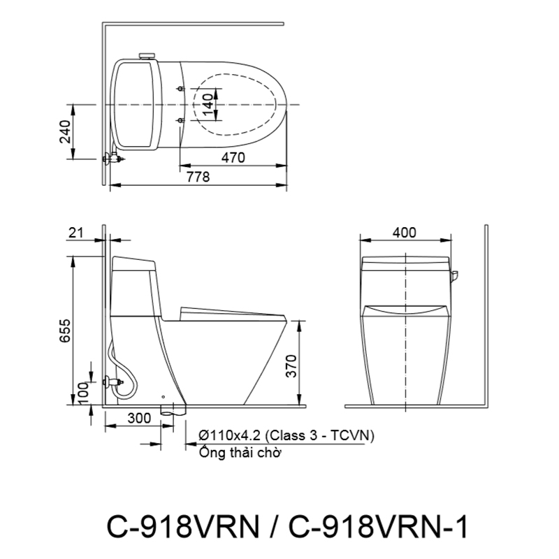 Bồn cầu 1 khối INAX - AC-918VRN-1 - Ảnh 2