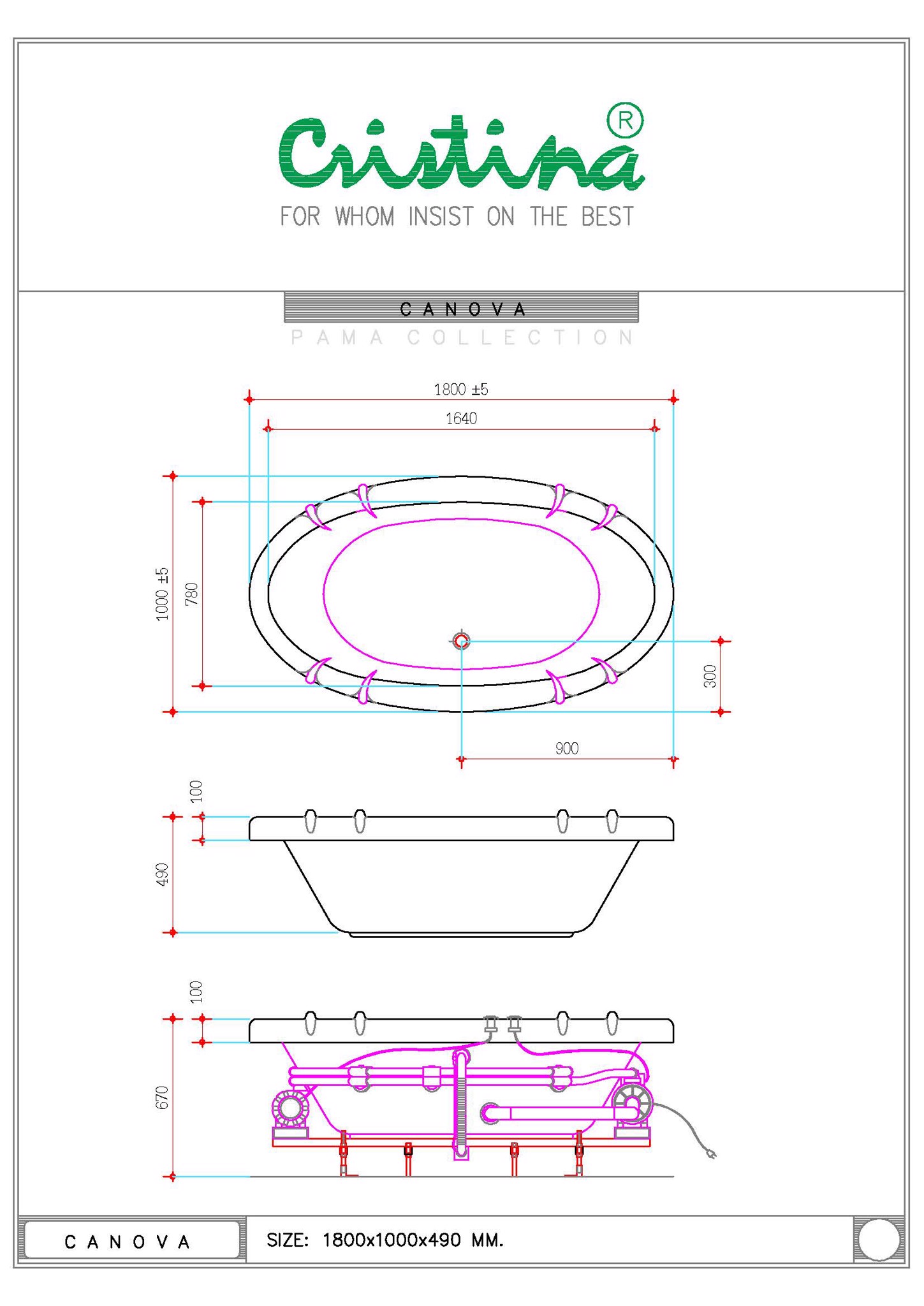 BỒN TẮM ÂM CRISTINA - CANOVA - CT-CA 180100 - Ảnh 7
