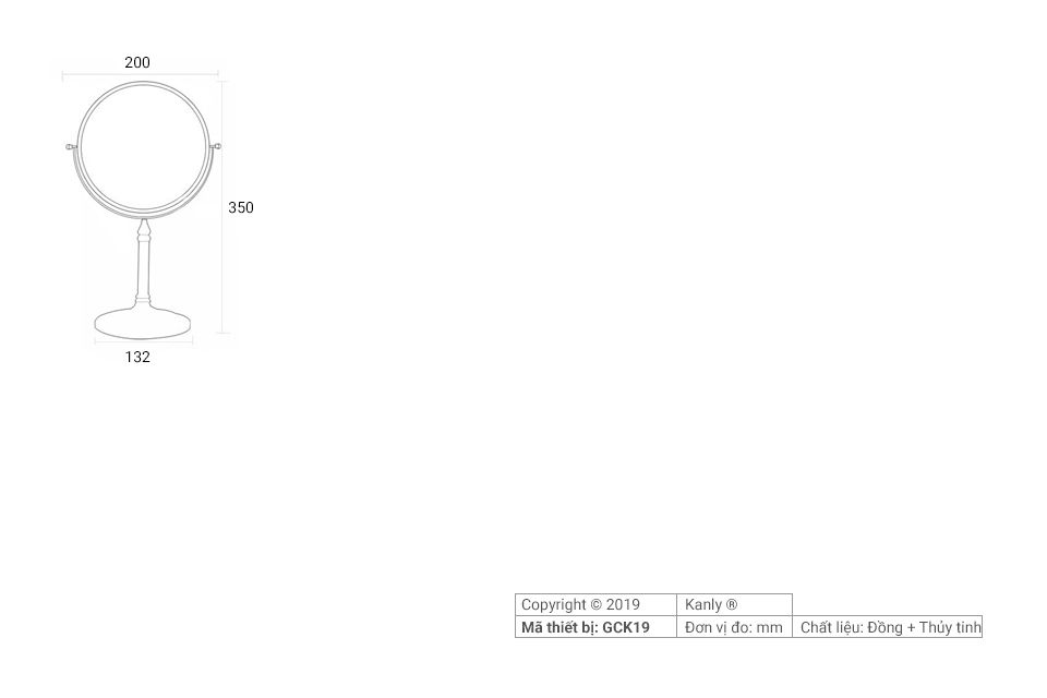 GƯƠNG CẠO RÂU ĐỂ BÀN BẰNG ĐỒNG KANLY - GCK19 - Ảnh 3