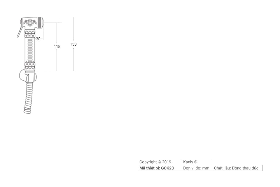 VÒI XỊT VỆ SINH BẰNG ĐỒNG KANLY - GCK23 - Ảnh 4