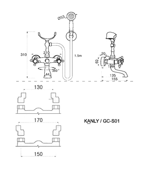 SEN TẮM TREO TƯỜNG, NÓNG LẠNH KANLY - GCS01 - Ảnh 4