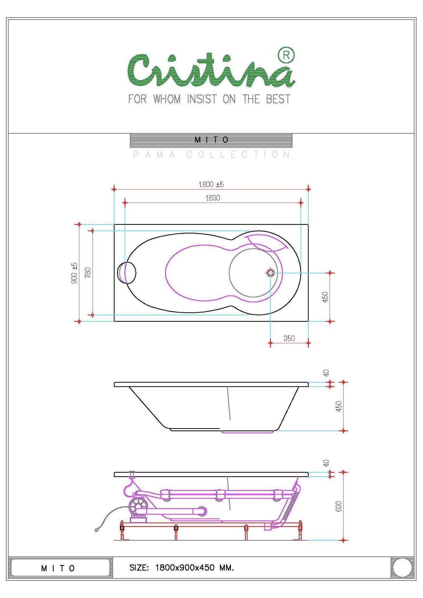 BỒN TẮM ÂM CRISTINA - MITO - CT-MI180090 - Ảnh 7