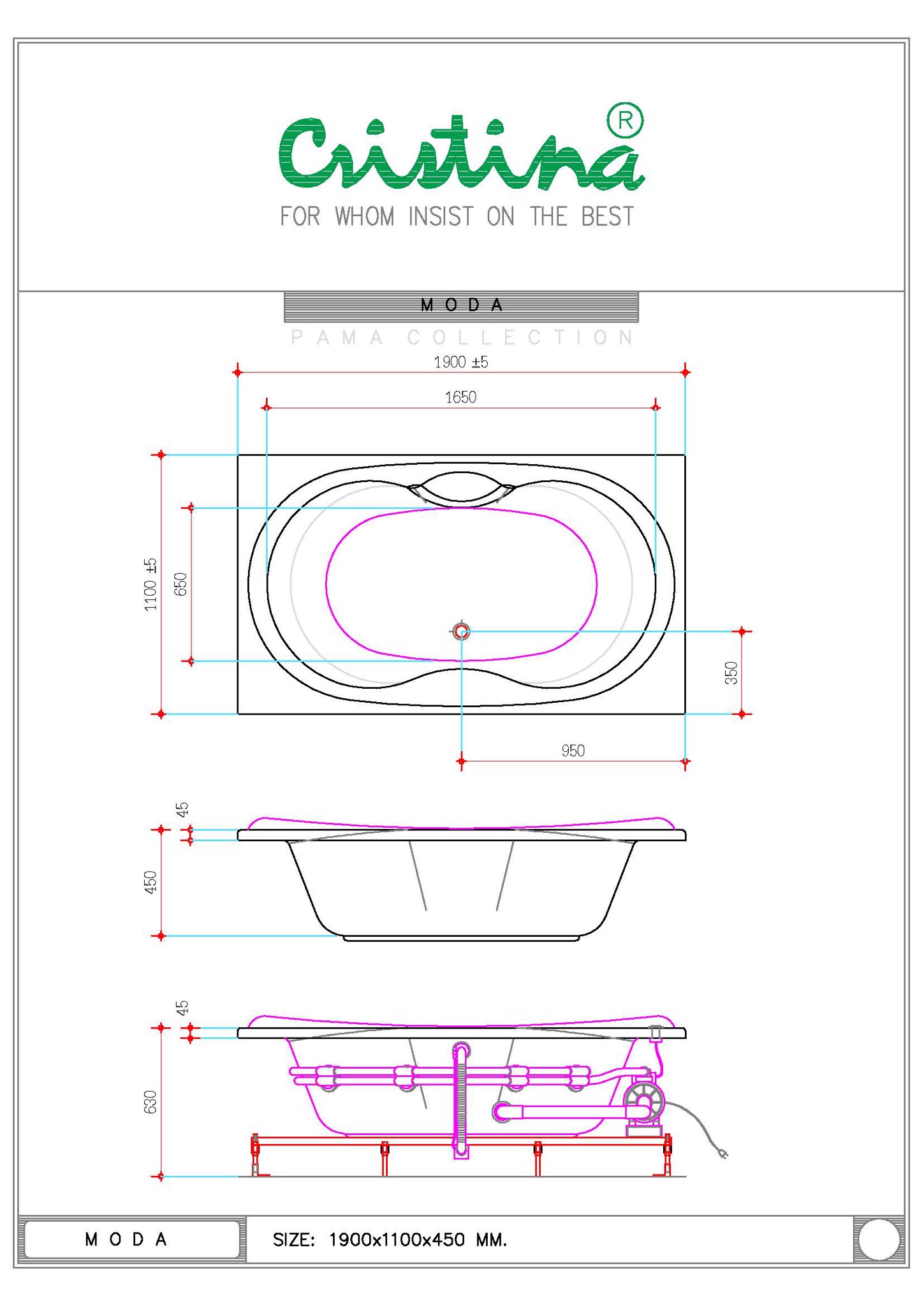 BỒN TẮM ÂM CRISTINA - MODA - CT-MO 190110 - Ảnh 7