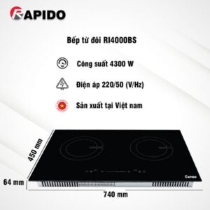 BẾP TỪ ĐÔI RAPIDO RI4000BS