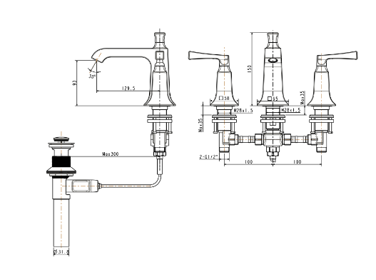 Vòi Lavabo AMERICAN STANDARD 3 lỗ nóng lạnh dòng KASTELLO - WF-1603 - Ảnh 2