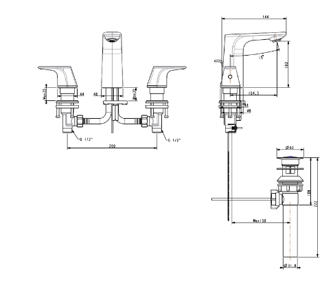 Vòi Lavabo AMERICAN STANDARD 03 lỗ Signature WF-1703 - Ảnh 2