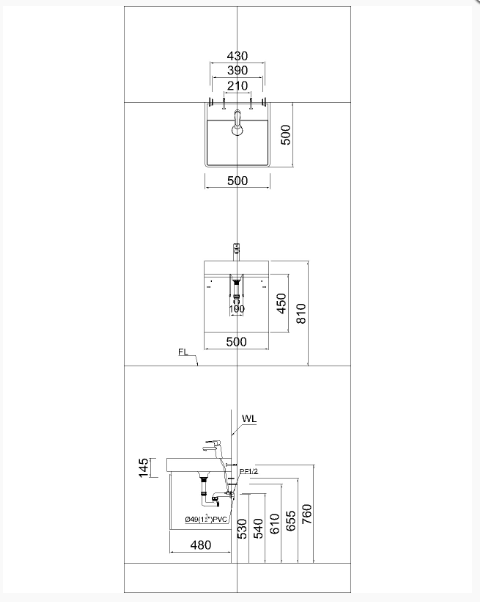 Lavabo + Tủ treo - LF5380 + EH05380A - Ảnh 2