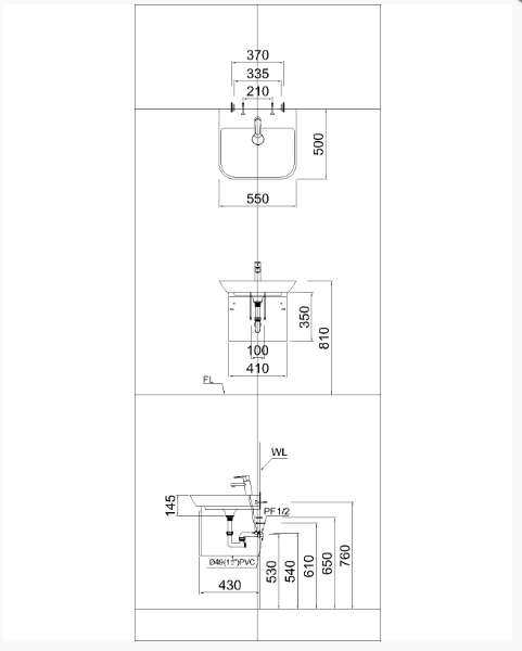 Lavabo + Tủ Treo - LF5370 + EH05370A - Ảnh 2
