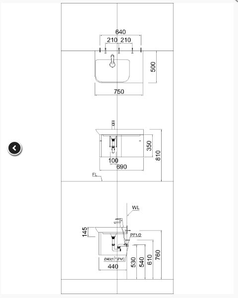 Lavabo + Tủ Treo - LF5372 + EH05372A - Ảnh 2