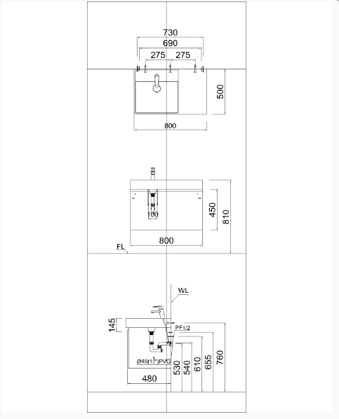 Lavabo + Tủ treo - LF5382 + EH05382A - Ảnh 2