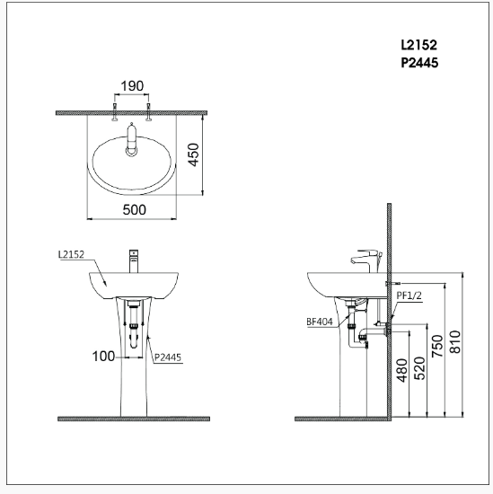 Lavabo Treo Tường - L2155 + P2440 - Ảnh 2