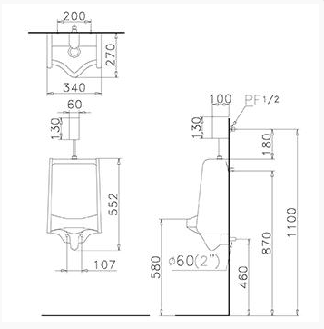 Bệ Tiểu Nam (Treo Tường) - U0230-A652DC - Ảnh 4