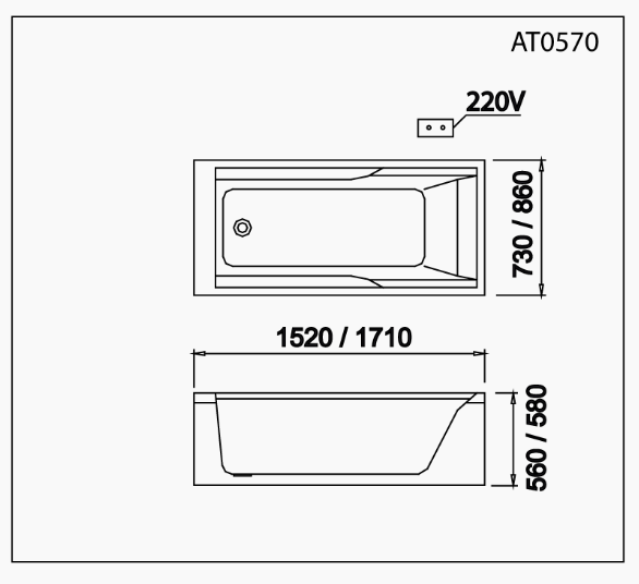 Bồn Tắm Không Chân - Không Yếm - AT0570 - Ảnh 2