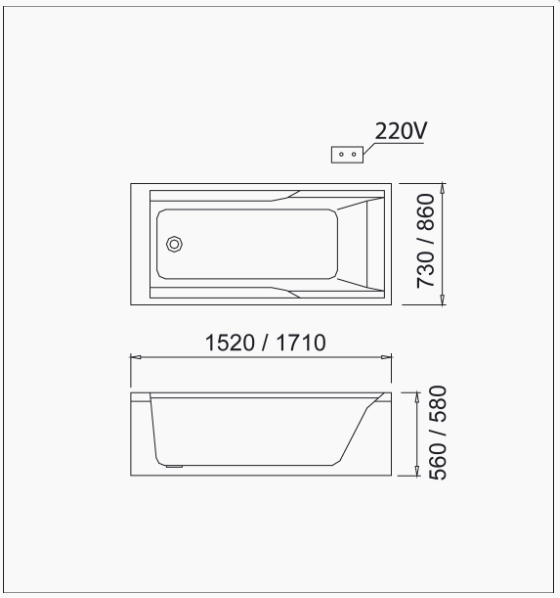 Bồn Tắm Massage Chân Yếm - MT0550L/R - Ảnh 2
