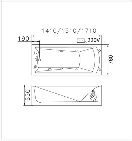 Bồn Tắm Nằm Chân Yếm - AT0670L/R - Ảnh 2