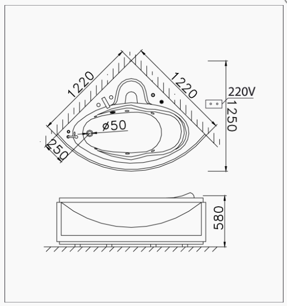 Bồn Tắm Góc Massage - Chân Yếm - MT5120 - Ảnh 2
