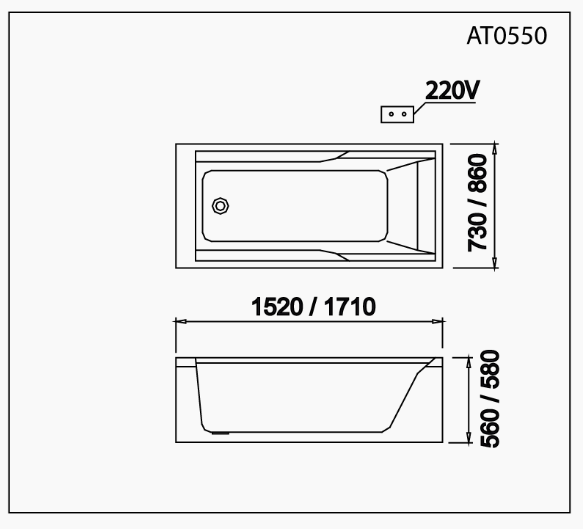 Bồn Tắm Không Chân - Không Yếm - AT0550 - Ảnh 2