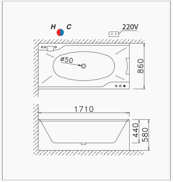 Bồn Tắm Massage Chân Yếm - MT0870L/R - Ảnh 2
