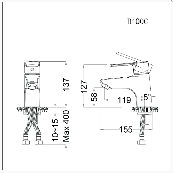 Vòi Lavabo nóng lạnh B400CP / B400CU - Ảnh 2