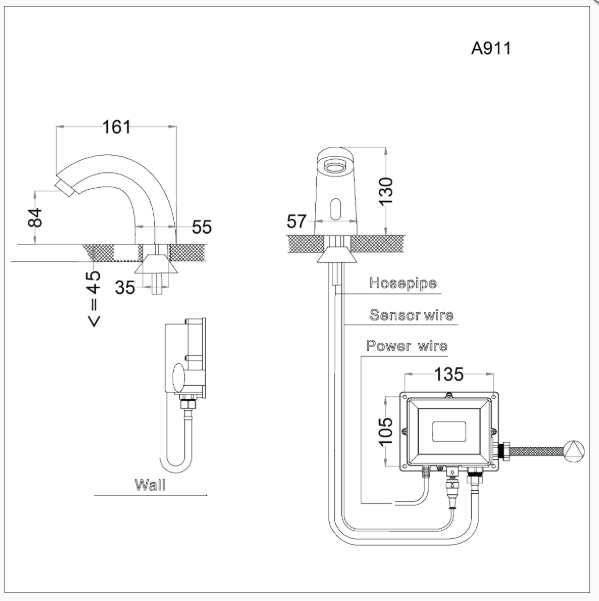Vòi Lavabo cảm ứng Lavabo - A911 - Ảnh 2