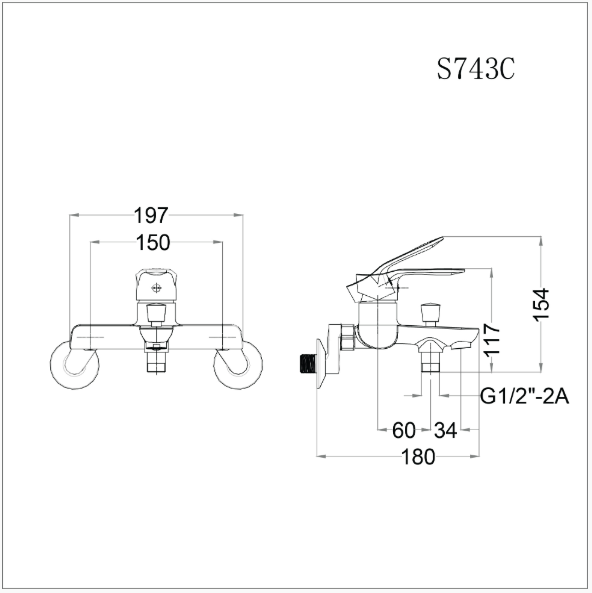 Vòi Sen Gạt Nóng Lạnh - S743C - Ảnh 2