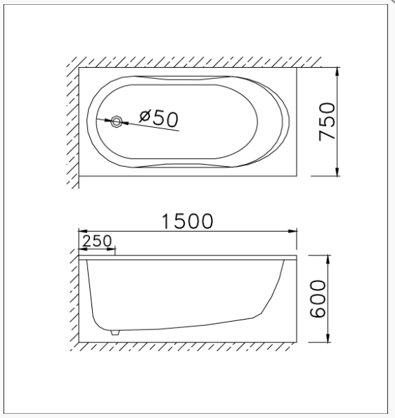 Bồn Tắm Nằm Chân + Yếm - AT2150L/R - Ảnh 2