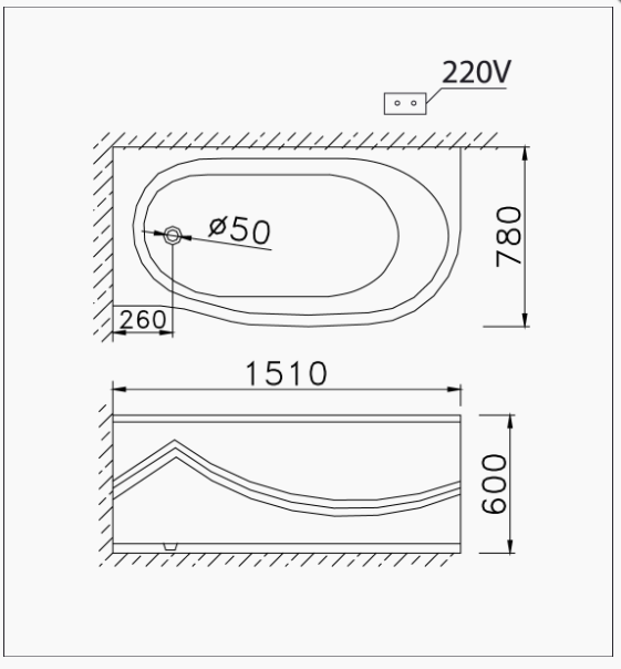 Bồn Tắm Massage Chân Yếm - MT3350L(R) - Ảnh 2