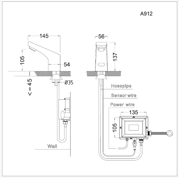 Vòi Lavabo cảm ứng Lavabo - A912 - Ảnh 2