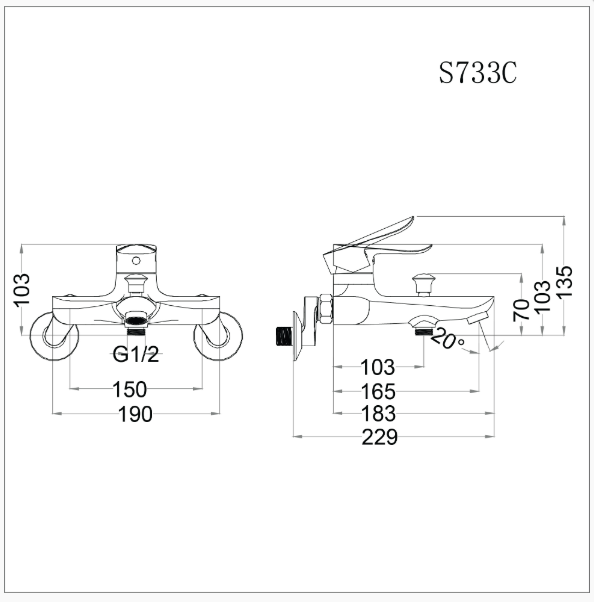 Vòi Sen Gạt Nóng Lạnh - S733C - Ảnh 2
