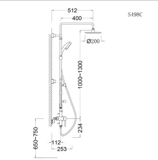 Bộ Vòi Sen Đứng Nóng Lạnh - S498C - Ảnh 2
